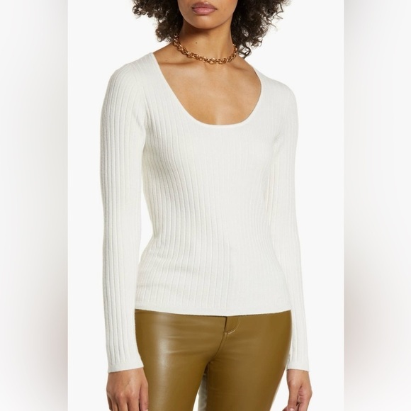 Halogen women’s Rib Ivory Sweater Scoop Neck size Small   - Picture 1 of 5